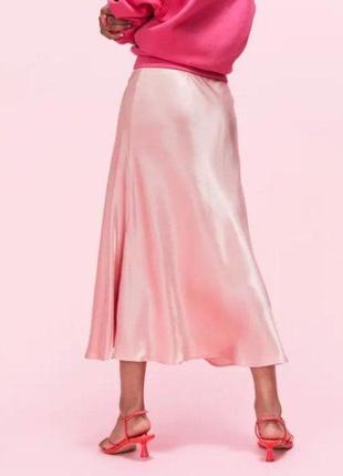Юбка атласная для женщины h&m 1105773-004 s розовый2 фото