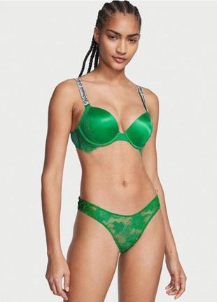 Комплект білизни зі стразами victoria's secret very sexy shine strap push-up bra & thong panty