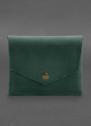 Шкіряний гаманець mini, кард-кейс зелений crazy horse 3.0
