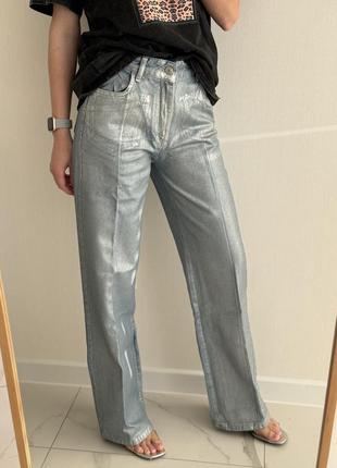 Новые металлизированные джинсы parfois 34 размер
