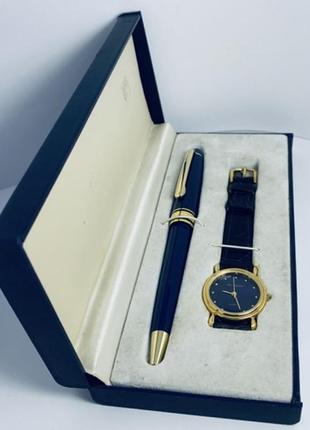 Набор ручка и часы vintage 1990s old england ladies quartz wrist watch + pen set in original box
