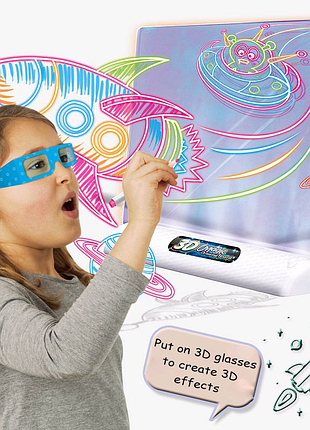 Магічна 3d дошка планшет для малювання, 3д очки, маркери