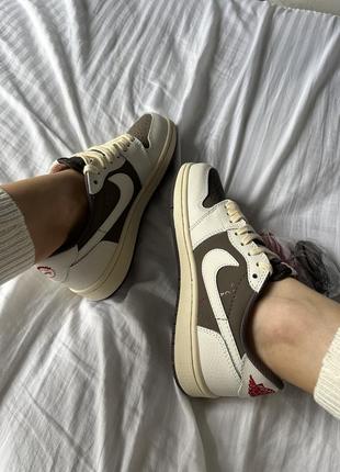 Nike air jordan 1  retro low og sp travis scott reverse mocha8 фото