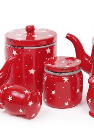 Чайник заварювальний "зірки на червоному" 1100мл 7trav    керамічний2 фото