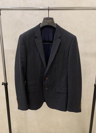 Классический шерстяной пиджак matinique серо-синий жакет блейзер