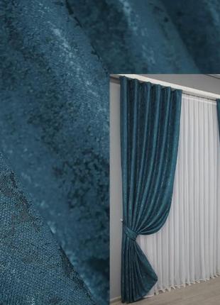 Комплект штор (2шт. 1,5х2,7м) льон, колекція "pavliani". колір синій