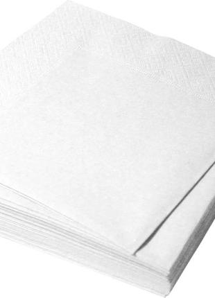 Салфетки бумажные, 33х33 см, 2-слойные, белые, 20 шт. в упаковке