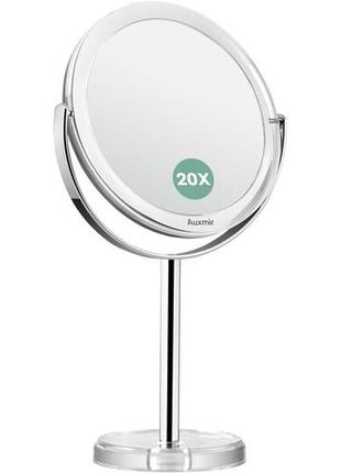 Двостороннє збільшувальне дзеркало для макіяжу, 20x / 1x збільшення окреме, настільне дзеркало з обертанням на 360