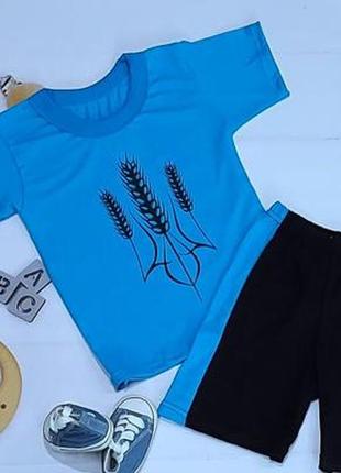 Підліткові та дитячі футболка та шорти."колосок" голубі