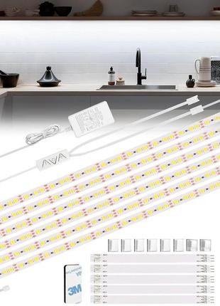Біла димована світлодіодна стрічка з дистанційним керуванням, гнучкі світлодіодні смуги освітлення для кухні, полиці, шафи1 фото