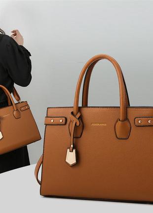 Жіноча містка сумочка с ручками, класична сумка з екошкіри коричнева