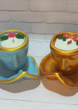 Соевая свеча первый поцелуй. свечи в кашпо.свеча чашка.подарок девушке