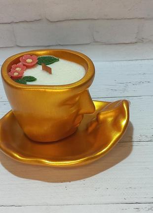 Соевая свеча первый поцелуй. свечи в кашпо.свеча чашка.подарок девушке