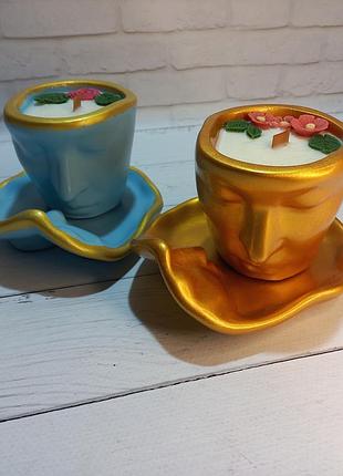 Соевая свеча первый поцелуй. свечи в кашпо.свеча чашка.подарок девушке