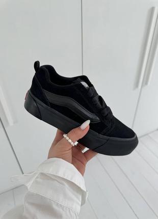 Женские кеды vans skool black white platform5 фото