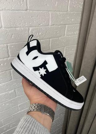 Крутые женские кроссовки dc sneaker shoes black white чёрные с белым