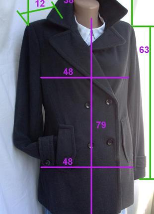 Женское двубортное шерстяное полупальто пальто демисезонное