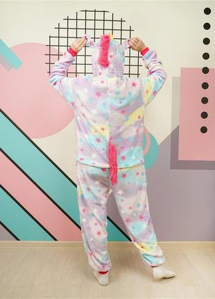 🌈яркие оригинальные пижамы кигуруми для детей и взрослых единорог3 фото