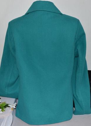 Брендовое бирюзовое демисезонное пальто полупальто с карманами damart этикетка2 фото