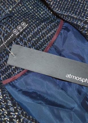 Брендовый темно-синий пиджак жакет блейзер с кожаными вставками atmosphere люрекс этикетка3 фото