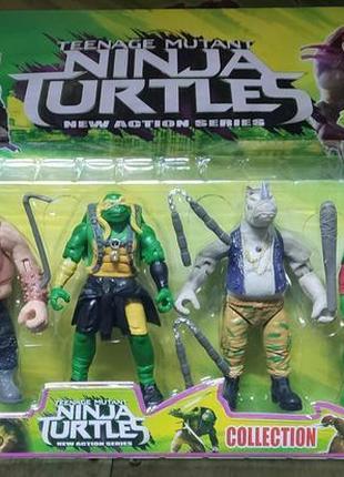 Черепашки ніндзя рокстеді та бібоп іграшки набір ninja turtles 6 фігурок