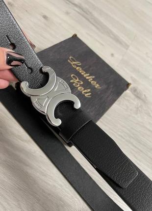 Ремень черный турция белый 3см кожа + коробка, женский ремень в стиле сеnn пояс черный белый кожаный в стиле celine селений