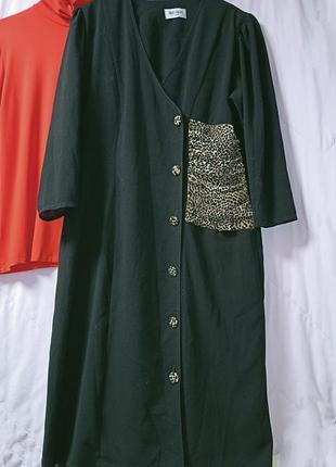 Вінтажне двобортне плаття на ґудзиках із леопардовим драпіруванням,46-50разм.,англія.