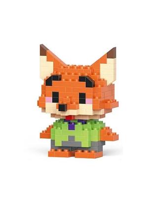 Конструктор фигурка пиксели bricks лис ник уайлд зверополис nick wilde zootopia