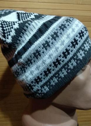 Чоловіча подвійна шапочка тепла м’яка стильна українська