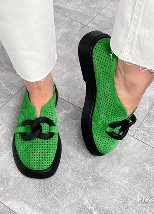 Туфлі жіночі натуральна замша , перфорація