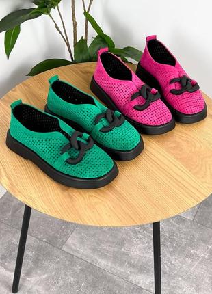 Туфлі жіночі натуральна замша , перфорація