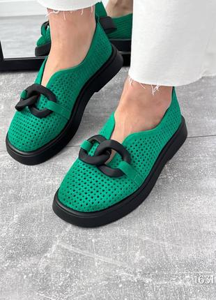 Туфлі жіночі натуральна замша , перфорація