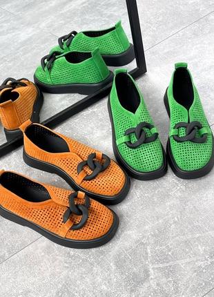 Туфлі жіночі натуральна замша , перфорація