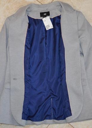 Брендовый серый пиджак жакет блейзер с карманами h&m вискоза этикетка7 фото