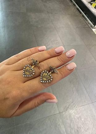 Брендовые серьги в позолоте с камнями