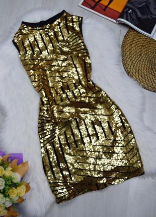 Сукня в паєтки золотиста міні плаття вечірнє блискуче3 фото