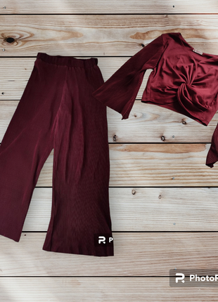Костюм топ брюки прямые палаццо рубчик