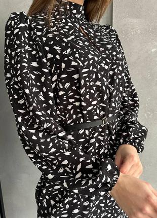 Платье в принт, р.s-m,l-xl, турецкий soft, черный4 фото