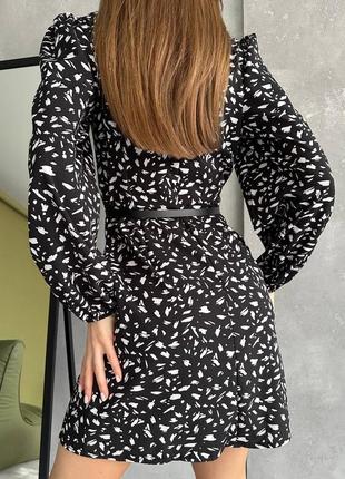 Платье в принт, р.s-m,l-xl, турецкий soft, черный3 фото