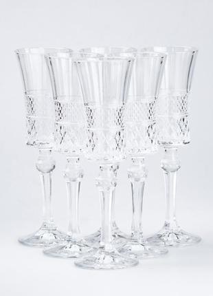 Бокал для шампанского стеклянный прозрачный набор 6 шт
