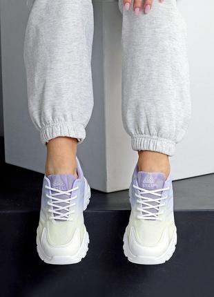 Комбинированные фактурные кроссовки омбре микс цвет сиреневая ваниль 37-23,5 см7 фото