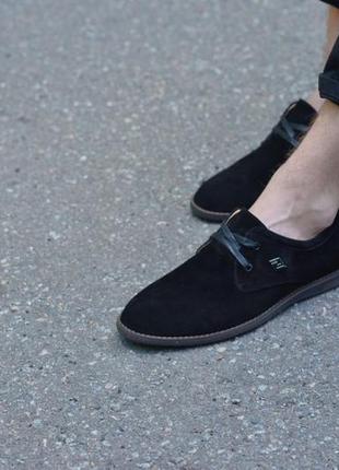 Туфли натуральная замша черные без каблука3 фото
