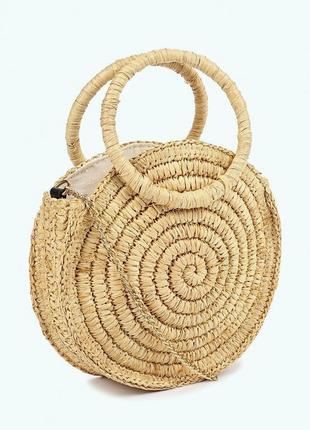 Mango нова стильна кругла плетена з рафії жіноча сумка від манго2 фото