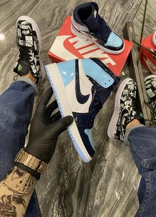 💙😍🖤nike sparkle air jordan blue black, 🖤😍💙найк джордан женские кроссовки высокие