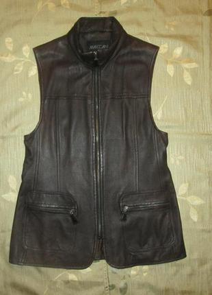Marc cain оригинал кожаный жилет куртка-безрукавка натуральная кожа