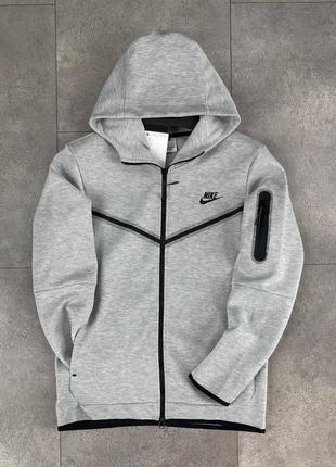 Мужская кофта nike tach fleece на весну в сером цвете premium качества, стильная и удобная кофта на каждый день