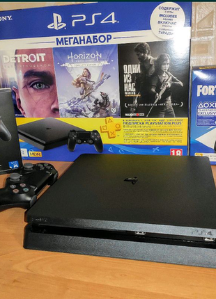 Ps4 slim 1тб +джойстик +зарядка+3игры