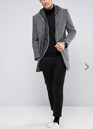 Мужское брендовое шерстяное пальто серое типа твидового rudie, размер xs - s3 фото