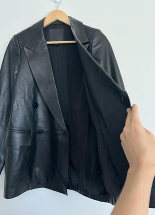 Шкіряний піджак xs massimo dutti натуральна шкіра жіночий чорний оригінал новий з бірками8 фото