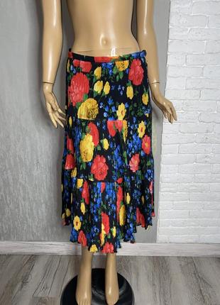 Винтажная юбка плиссе юбка меди в цветочный принт винтаж Jammerite, s-m1 фото